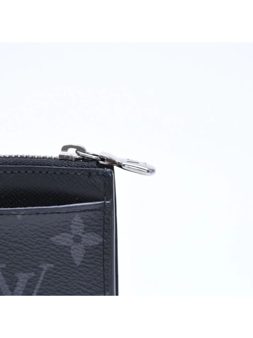 Louis Vuitton Taigarama Coin Purse Card Case Black Gray Silver